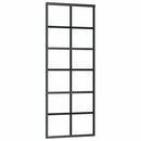 vidaXL fekete ESG üveg tolóajtó fémszerelvény-szettel 76x205 cm