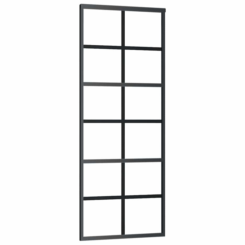 vidaXL fekete ESG üveg tolóajtó fémszerelvény-szettel 76x205 cm