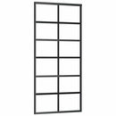 vidaXL fekete ESG üveg tolóajtó fémszerelvény-szettel 90x205 cm