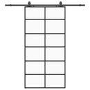 vidaXL fekete ESG üveg tolóajtó fémszerelvény-szettel 102x205 cm