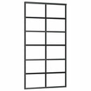 vidaXL fekete ESG üveg tolóajtó fémszerelvény-szettel 102x205 cm