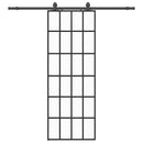 vidaXL fekete ESG üveg tolóajtó fémszerelvény-szettel 76x205 cm