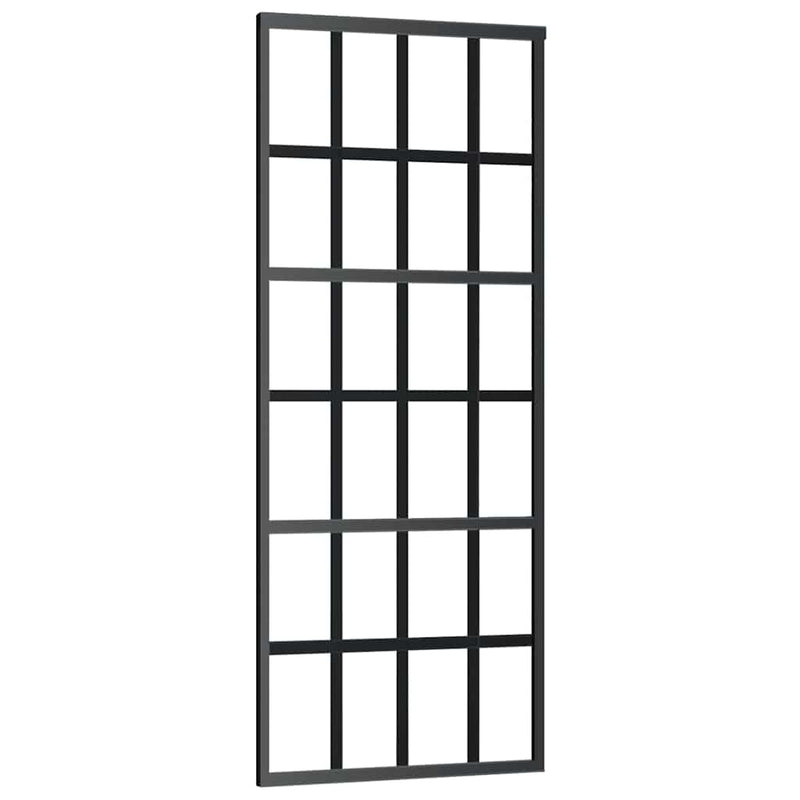 vidaXL fekete ESG üveg tolóajtó fémszerelvény-szettel 76x205 cm