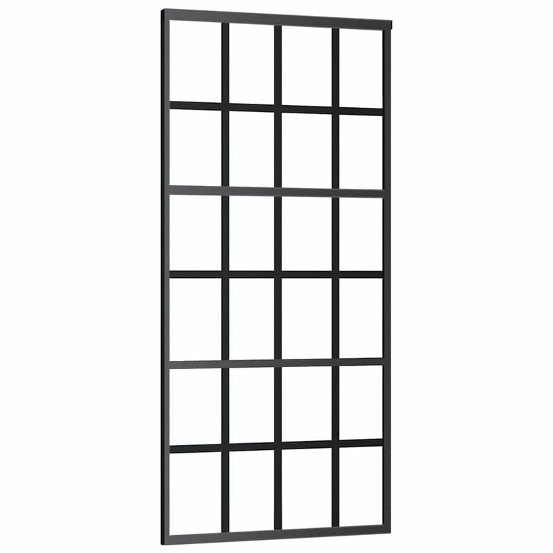 vidaXL fekete ESG üveg tolóajtó fémszerelvény-szettel 90x205 cm
