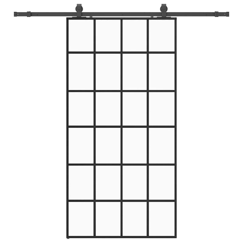 vidaXL fekete ESG üveg tolóajtó fémszerelvény-szettel 102x205 cm