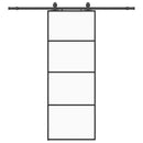vidaXL fekete ESG üveg tolóajtó fémszerelvény-szettel 76x205 cm