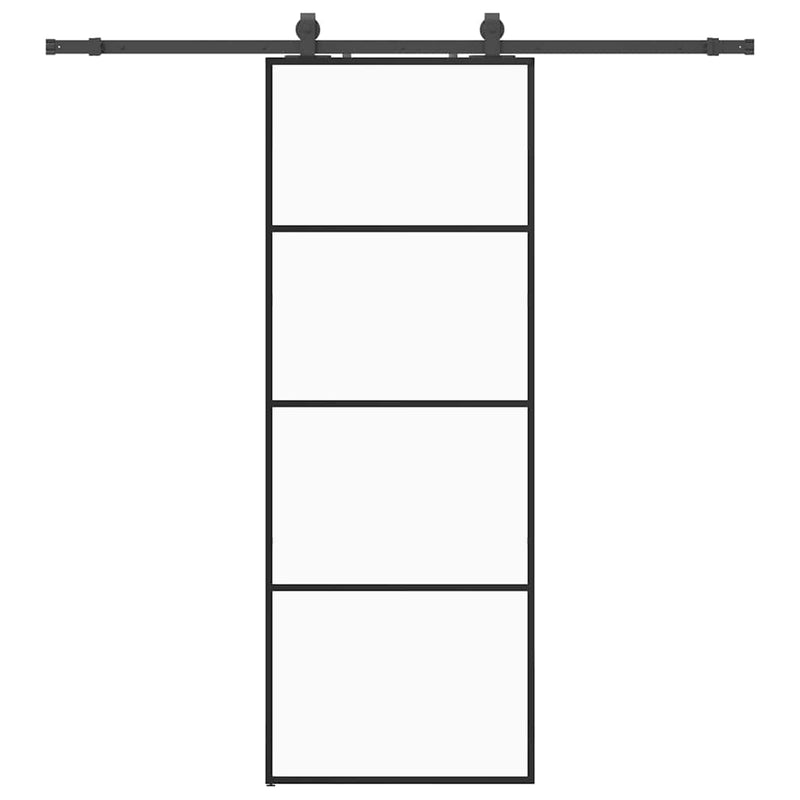 vidaXL fekete ESG üveg tolóajtó fémszerelvény-szettel 76x205 cm