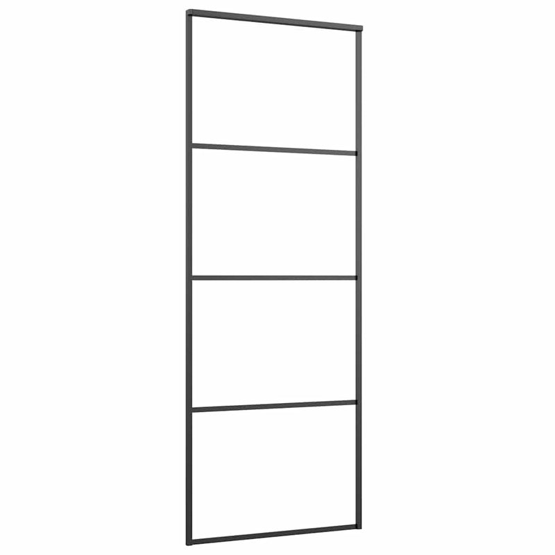vidaXL fekete ESG üveg tolóajtó fémszerelvény-szettel 76x205 cm