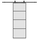 vidaXL fekete ESG üveg tolóajtó fémszerelvény-szettel 76x205 cm