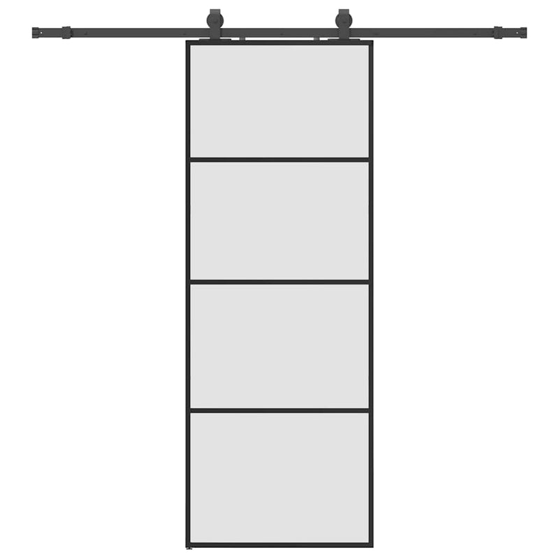 vidaXL fekete ESG üveg tolóajtó fémszerelvény-szettel 76x205 cm