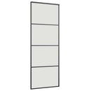 vidaXL fekete ESG üveg tolóajtó fémszerelvény-szettel 76x205 cm