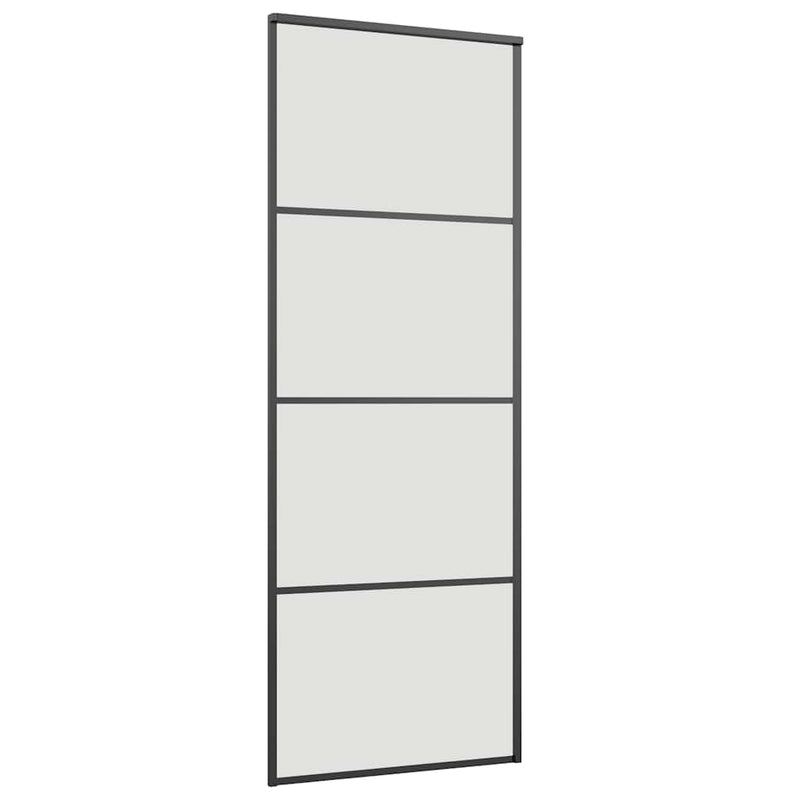 vidaXL fekete ESG üveg tolóajtó fémszerelvény-szettel 76x205 cm