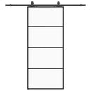 vidaXL fekete ESG üveg tolóajtó fémszerelvény-szettel 90x205 cm