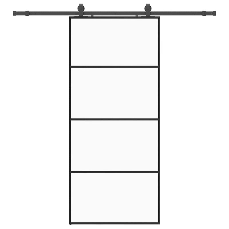 vidaXL fekete ESG üveg tolóajtó fémszerelvény-szettel 90x205 cm