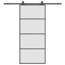 vidaXL fekete ESG üveg tolóajtó fémszerelvény-szettel 90x205 cm