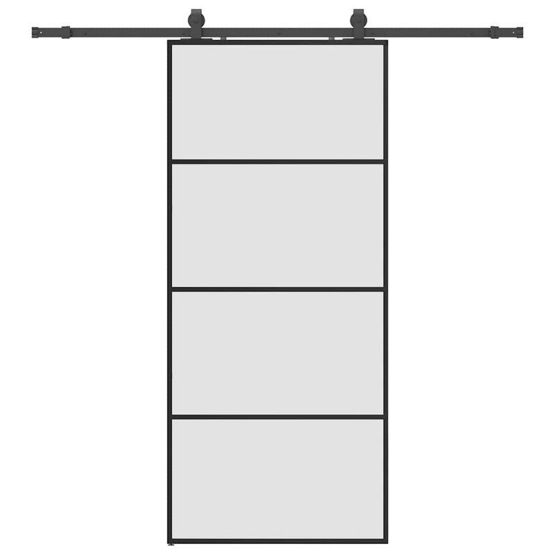 vidaXL fekete ESG üveg tolóajtó fémszerelvény-szettel 90x205 cm