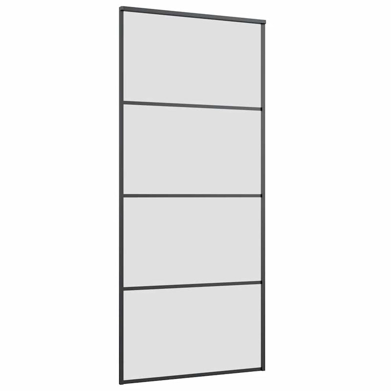 vidaXL fekete ESG üveg tolóajtó fémszerelvény-szettel 90x205 cm