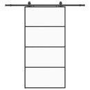 vidaXL fekete ESG üveg tolóajtó fémszerelvény-szettel 102,5x205 cm