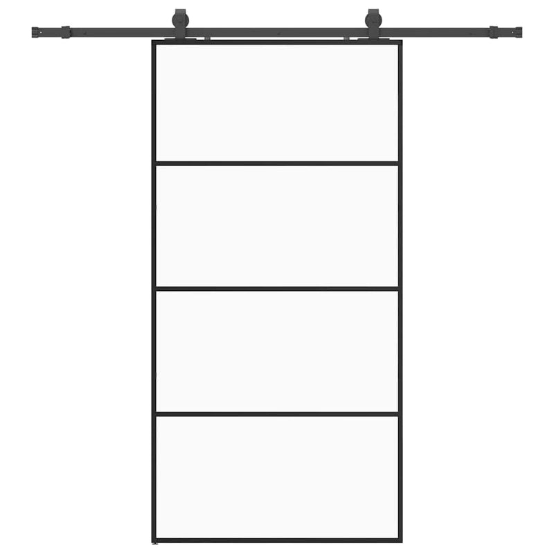 vidaXL fekete ESG üveg tolóajtó fémszerelvény-szettel 102,5x205 cm