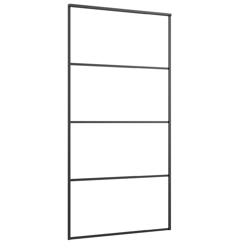 vidaXL fekete ESG üveg tolóajtó fémszerelvény-szettel 102,5x205 cm