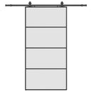vidaXL fekete ESG üveg tolóajtó fémszerelvény-szettel 102,5x205 cm