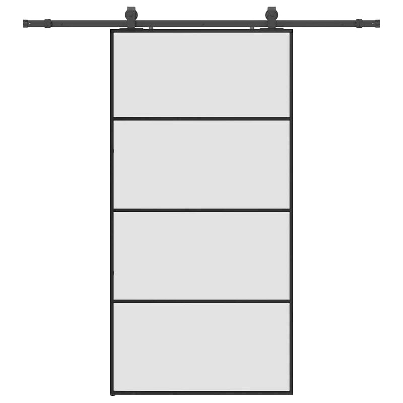 vidaXL fekete ESG üveg tolóajtó fémszerelvény-szettel 102,5x205 cm