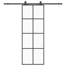 vidaXL fekete ESG üveg tolóajtó fémszerelvény-szettel 76x205 cm