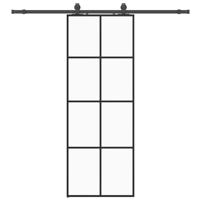 vidaXL fekete ESG üveg tolóajtó fémszerelvény-szettel 76x205 cm