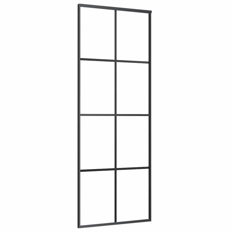 vidaXL fekete ESG üveg tolóajtó fémszerelvény-szettel 76x205 cm