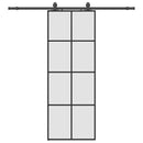 vidaXL fekete ESG üveg tolóajtó fémszerelvény-szettel 76x205 cm
