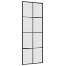 vidaXL fekete ESG üveg tolóajtó fémszerelvény-szettel 76x205 cm