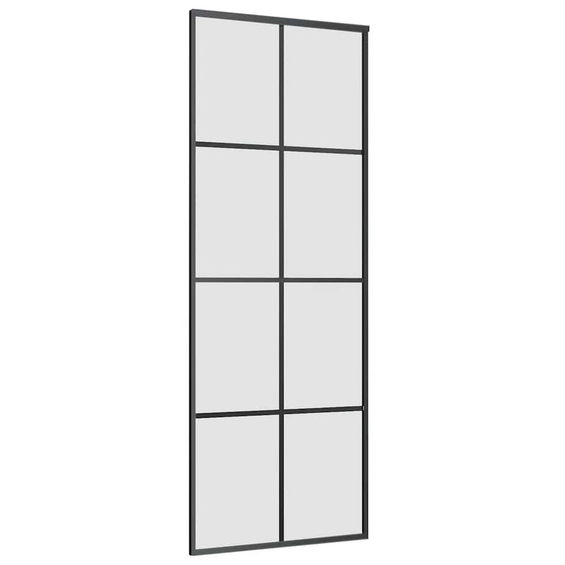 vidaXL fekete ESG üveg tolóajtó fémszerelvény-szettel 76x205 cm