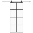 vidaXL fekete ESG üveg tolóajtó fémszerelvény-szettel 90x205 cm