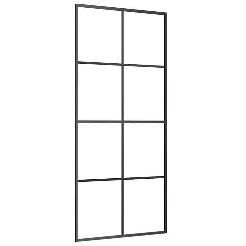 vidaXL fekete ESG üveg tolóajtó fémszerelvény-szettel 90x205 cm