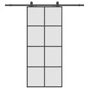 vidaXL fekete ESG üveg tolóajtó fémszerelvény-szettel 90x205 cm