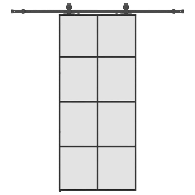vidaXL fekete ESG üveg tolóajtó fémszerelvény-szettel 90x205 cm