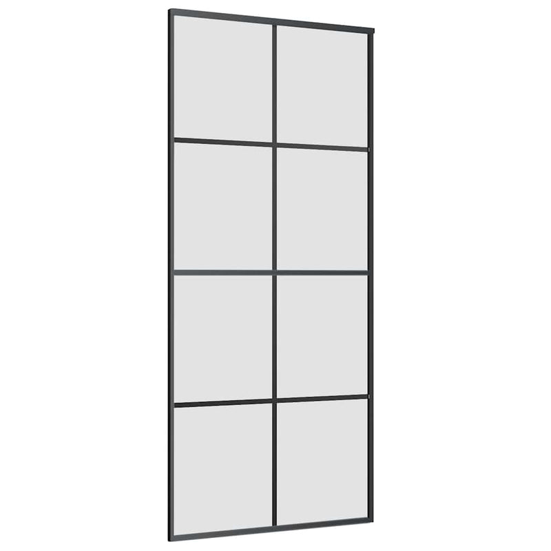 vidaXL fekete ESG üveg tolóajtó fémszerelvény-szettel 90x205 cm