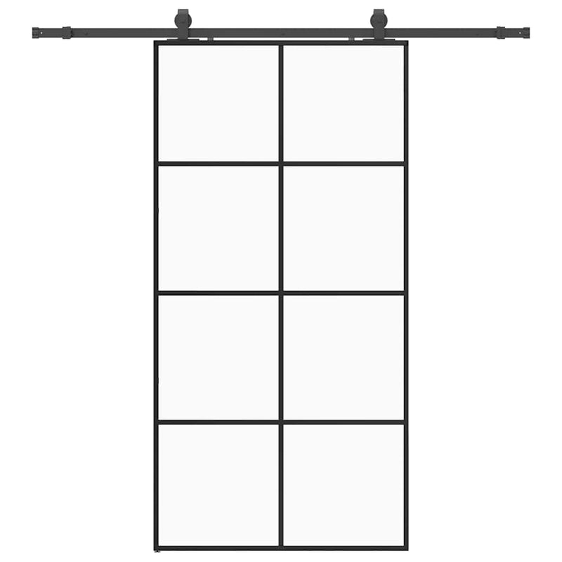 vidaXL fekete ESG üveg tolóajtó fémszerelvény-szettel 102,5x205 cm