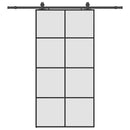 vidaXL fekete ESG üveg tolóajtó fémszerelvény-szettel 102,5x205 cm