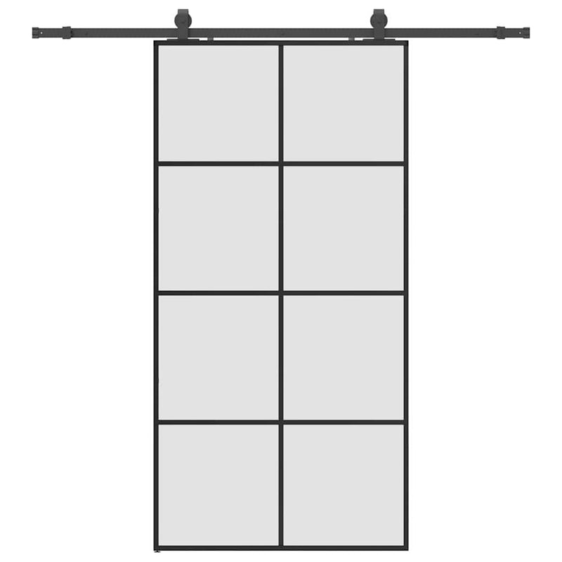 vidaXL fekete ESG üveg tolóajtó fémszerelvény-szettel 102,5x205 cm