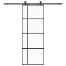 vidaXL fekete ESG üveg tolóajtó fémszerelvény-szettel 76x205 cm