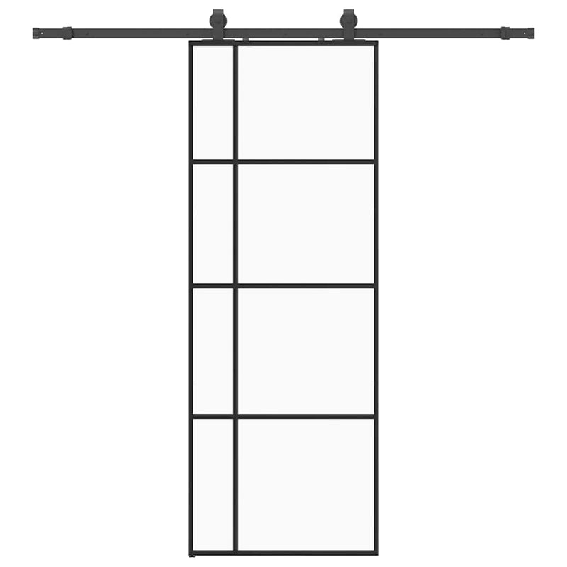 vidaXL fekete ESG üveg tolóajtó fémszerelvény-szettel 76x205 cm