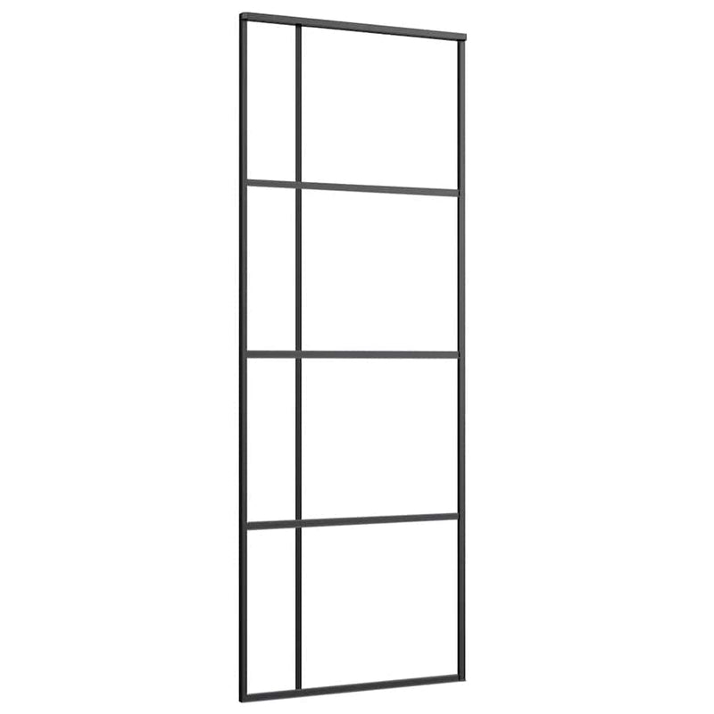 vidaXL fekete ESG üveg tolóajtó fémszerelvény-szettel 76x205 cm