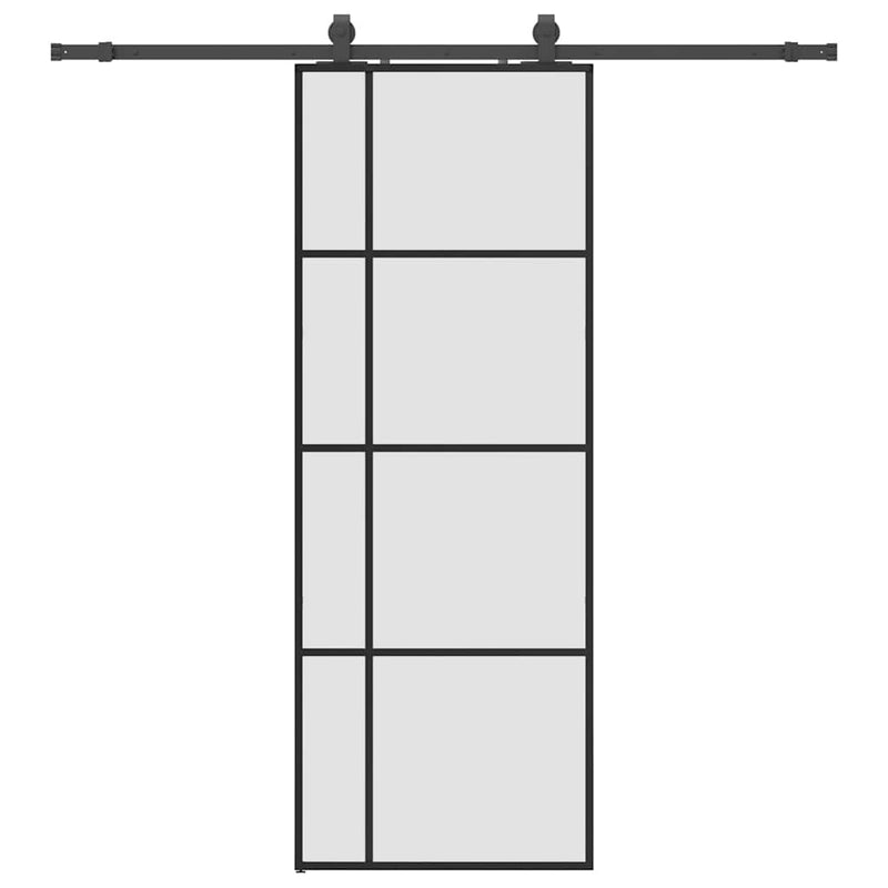 vidaXL fekete ESG üveg tolóajtó fémszerelvény-szettel 76x205 cm