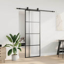 vidaXL fekete ESG üveg tolóajtó fémszerelvény-szettel 76x205 cm