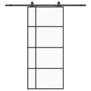 vidaXL fekete ESG üveg tolóajtó fémszerelvény-szettel 90x205 cm