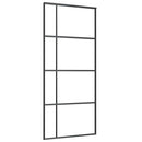 vidaXL fekete ESG üveg tolóajtó fémszerelvény-szettel 90x205 cm