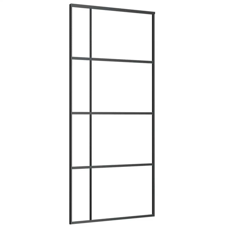 vidaXL fekete ESG üveg tolóajtó fémszerelvény-szettel 90x205 cm