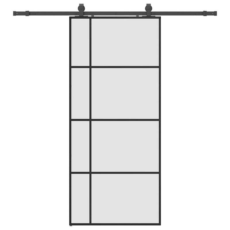 vidaXL fekete ESG üveg tolóajtó fémszerelvény-szettel 90x205 cm