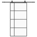 vidaXL fekete ESG üveg tolóajtó fémszerelvény-szettel 102,5x205 cm